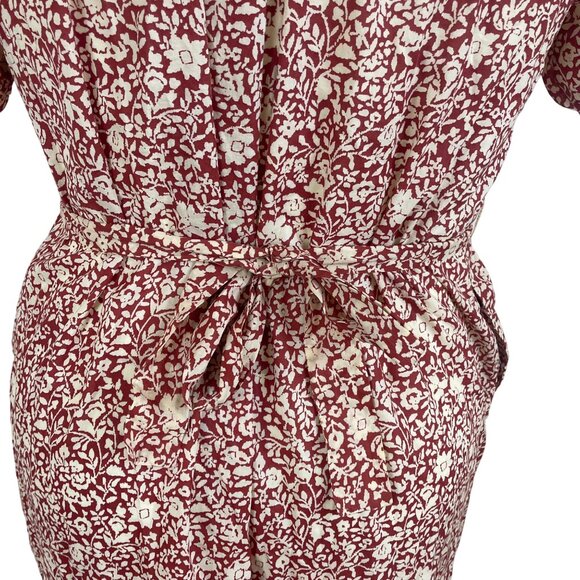 Faherty Red White Floral Button Front Midi Dress Womens Sz M - New - Picture 6 of 11